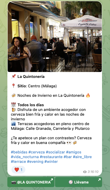 Vista previa de Telegram para Málaga